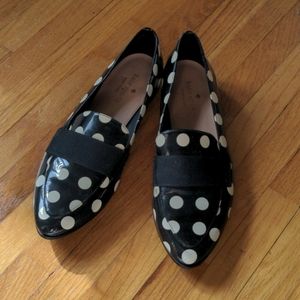 Kate Spade Black While Polka Dot Loafers